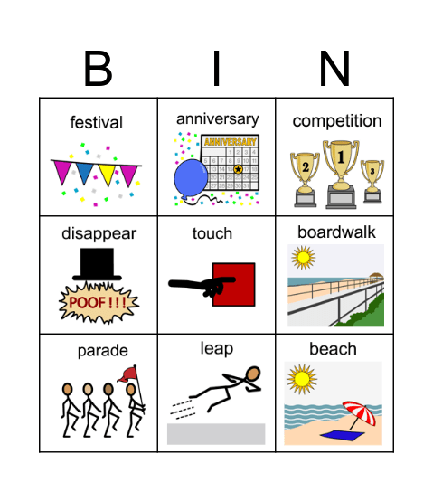 Neptune Festival Boardwalk Weekend Bingo Card