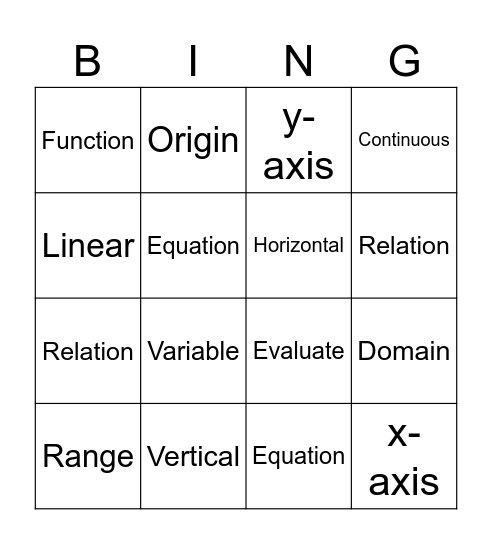 Unit 2 Vocabulary Bingo Card