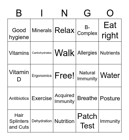 Milady Foundations Chapter 4 The Healthy Professional Bingo Card