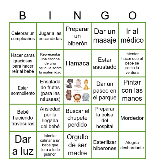 Bingo Baby Shower Bingo Card