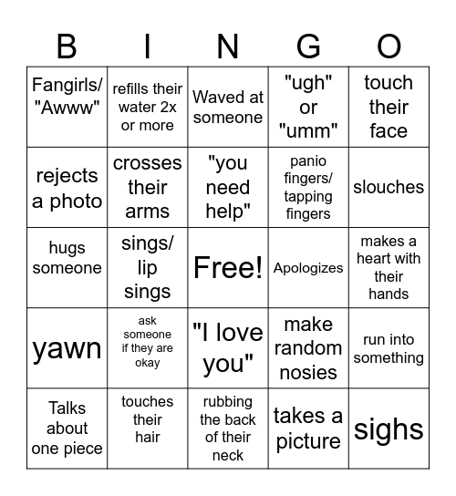 Things ash does💀 Bingo Card