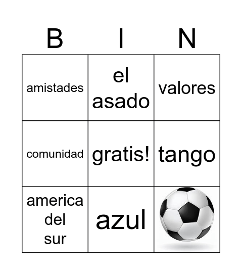 ARGENTINA Bingo Card