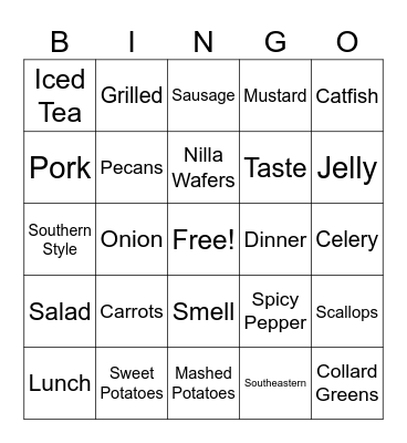 Southern Foods BINGO Card