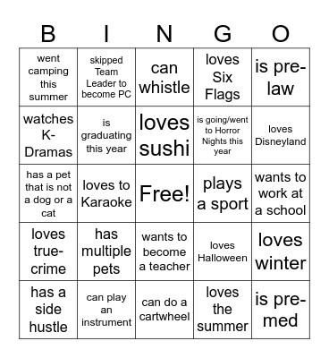 Find someone who... Bingo Card