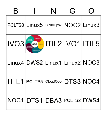 GTO Crew Connect Bingo Card