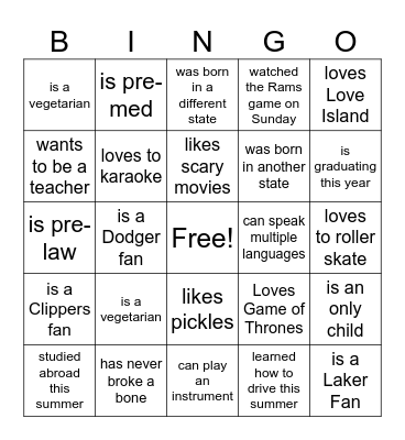 Find someone who... Bingo Card