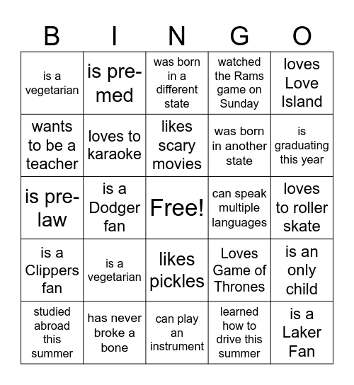 Find someone who... Bingo Card