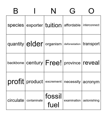 September BINGO! Bingo Card