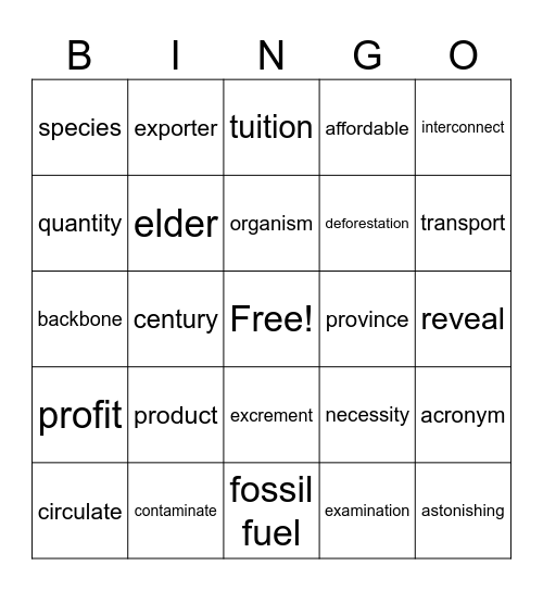 September BINGO! Bingo Card