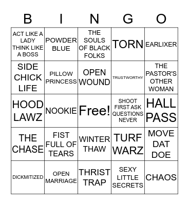 URBAN MOON BOOK BINGO Card