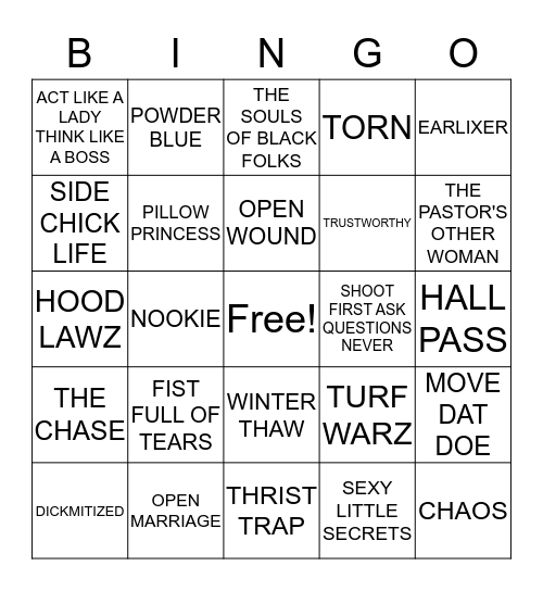 URBAN MOON BOOK BINGO Card