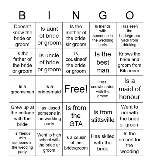 Stag & doe bingo Card