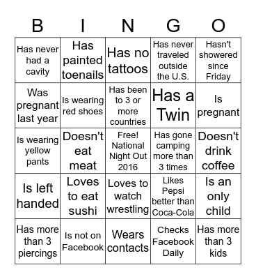 Mayfair Court People Bingo Card