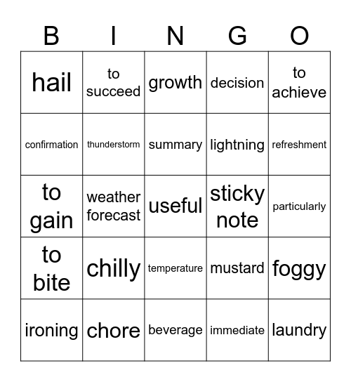 Bloggers 4, Unit 0 Vocab Bingo Card