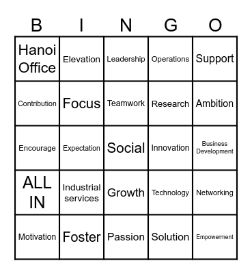 Team Building Bingo Card