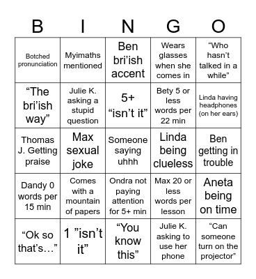 AMAT bingo Card
