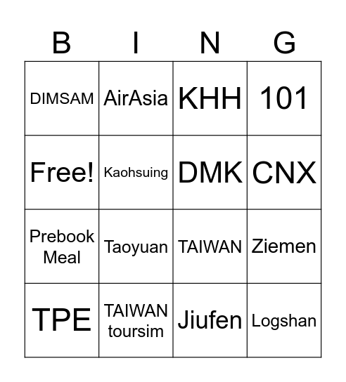 AirAsia Bingo Card