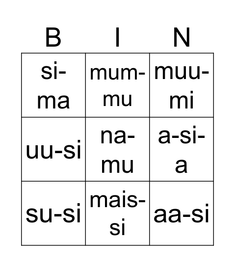 AISUM Bingo Card