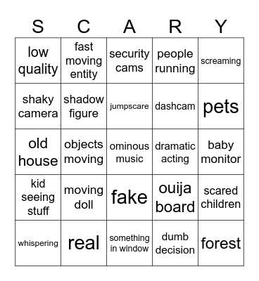scary bingo Card