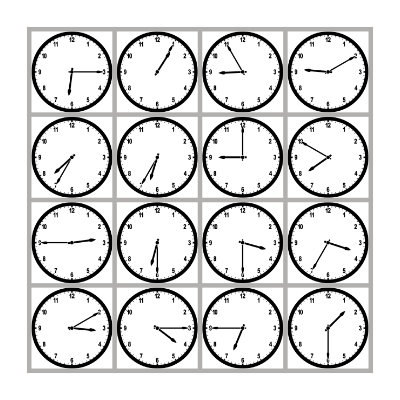 Telling Time Bingo Card