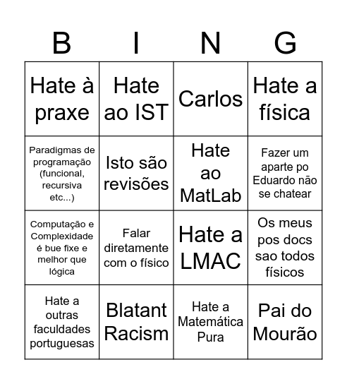 ............. Bingo Card