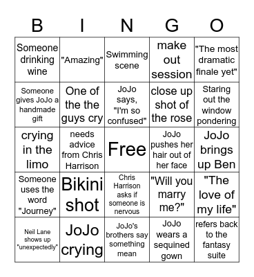 The Most Dramatic Bachelorette Finale Ever Bingo Card