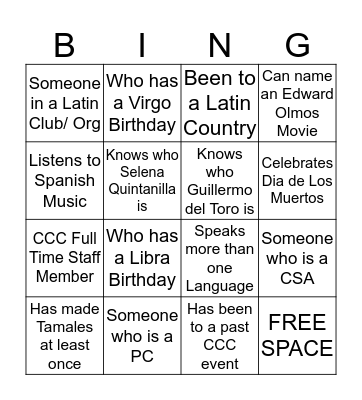 CLSRC BINGO  Bingo Card