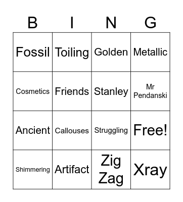 Holes Letter Bingo Card