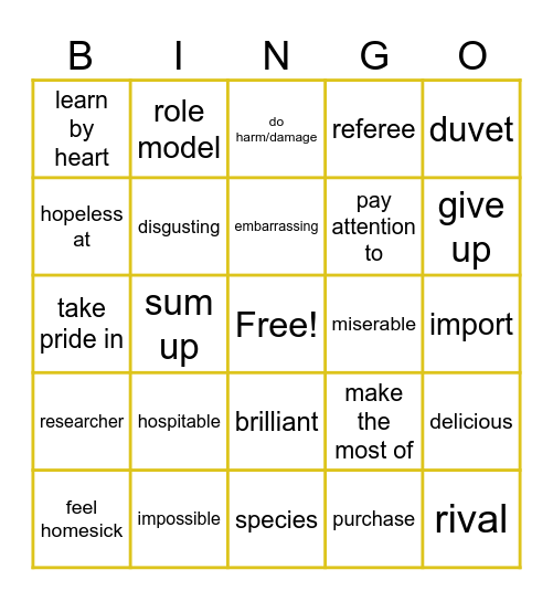 B1+ REVISION BINGO Card