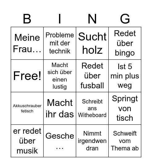 Fucht bingo Card