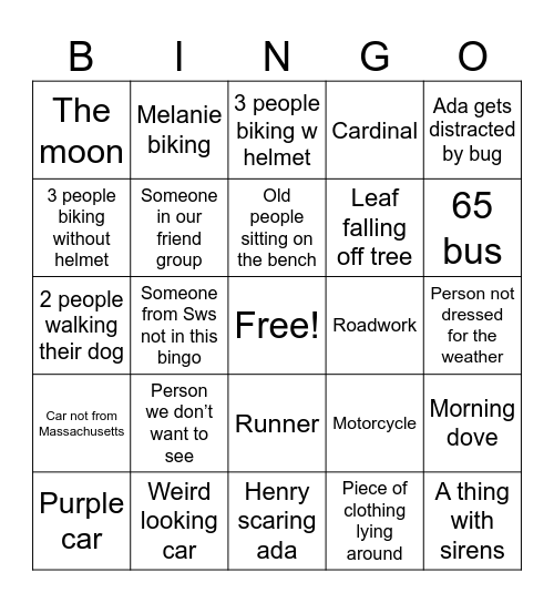 School bingo Card