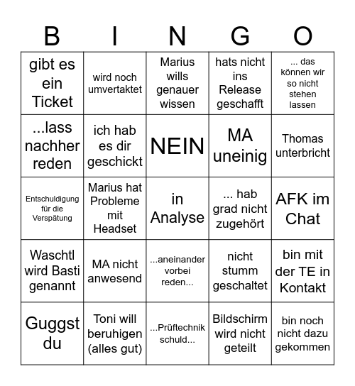 Wochenbericht Bingo Card