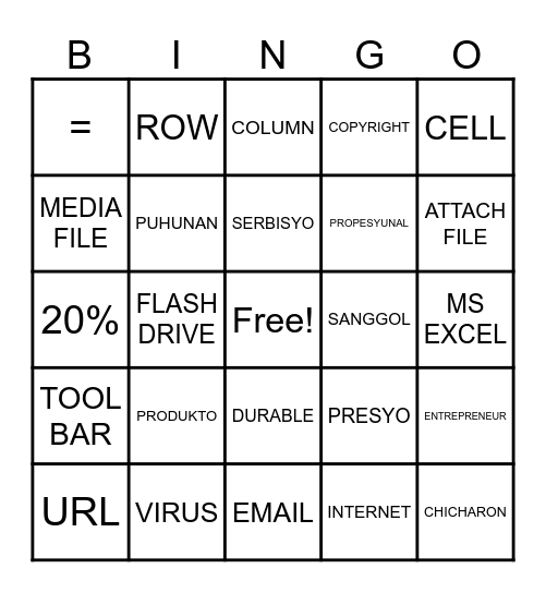 ICT  BINGO Card