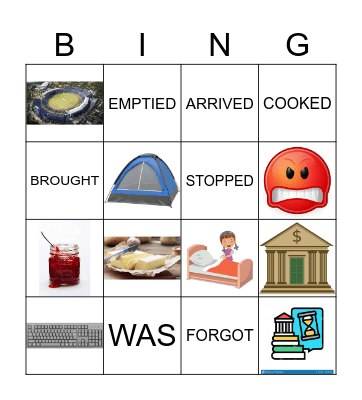 Past Simple Regular and Irregular Verbs - J3 Bingo Card