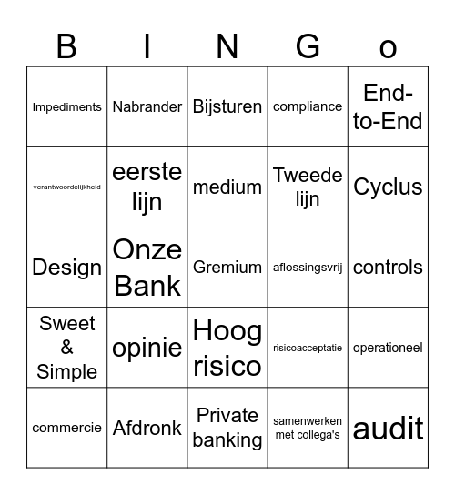 Werk en Bedrijf Bingo Card