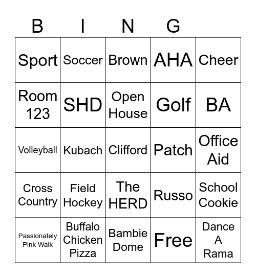 SH BINGO Card