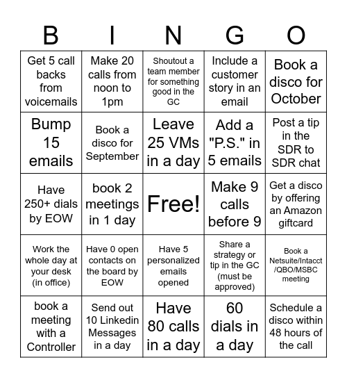 SDR BINGO! Bingo Card