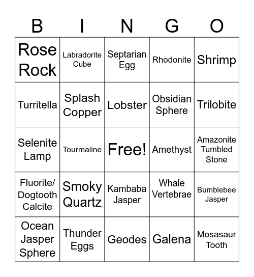 Red Stone Bingo Card