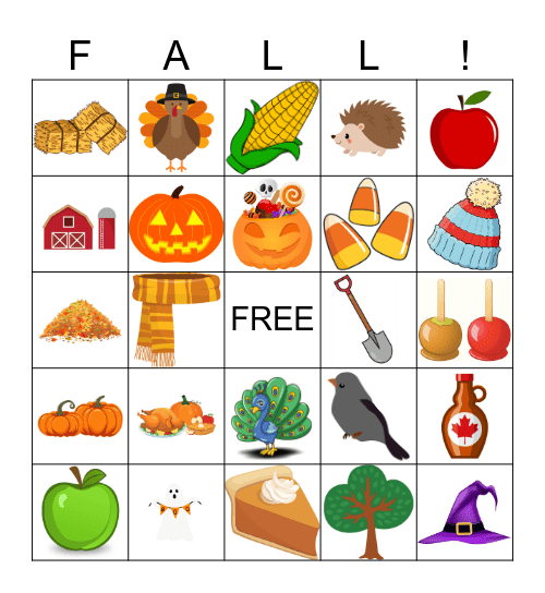 Fall Season Bingo Card