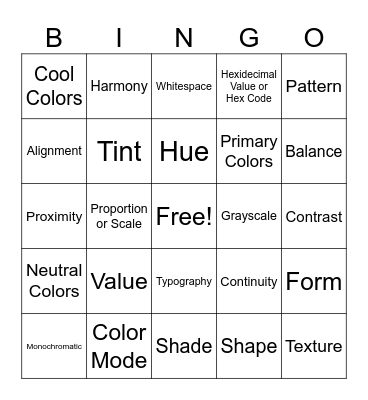 Graphic Design Basics Bingo Card