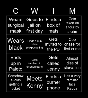 Onx Crim Bingo Card