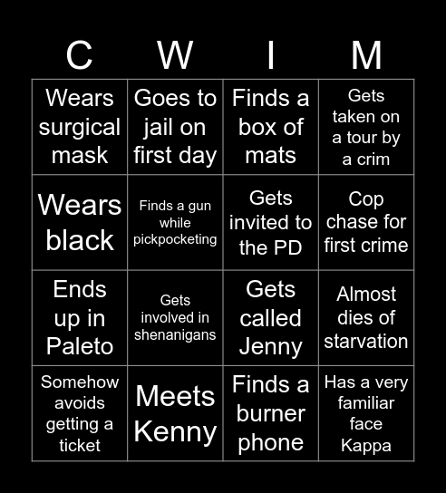 Onx Crim Bingo Card