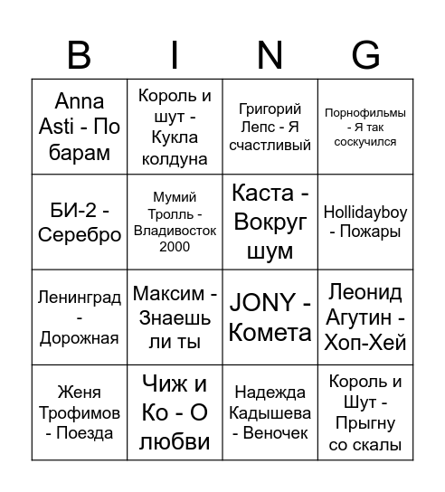 Беларусские Bingo Card