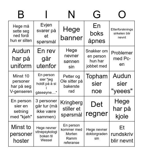 Hege Gade Bingo, kjøh!!! Bingo Card