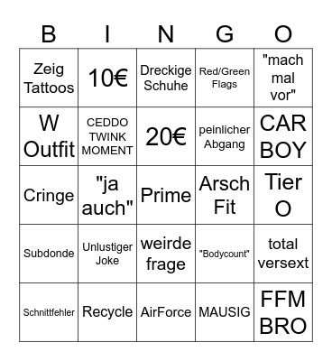 DATE BING W Bingo Card