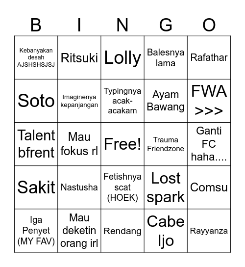 Visenya Bingo Card