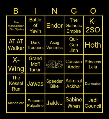 Star Wars Bingo Card