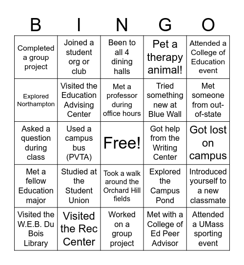 Get to Know Your FYS!! Bingo Card