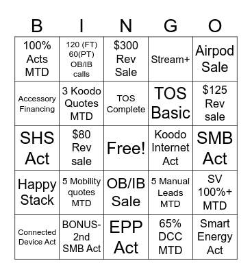 6501 October Bingo Card