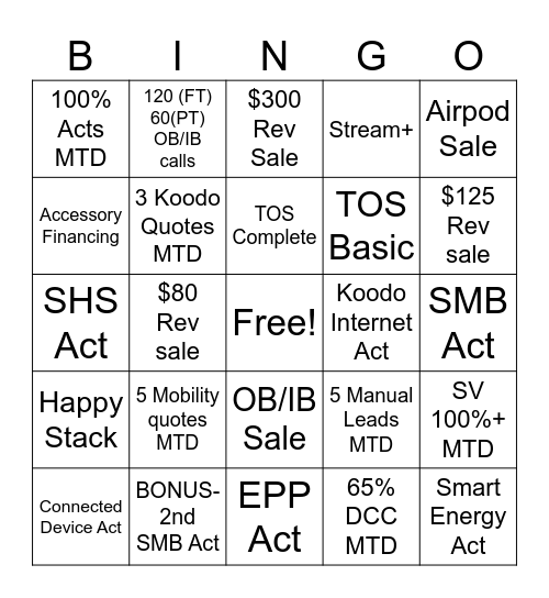 6501 October Bingo Card